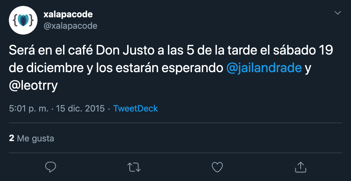 Imagen de tuit de encuentro diciembre 2015