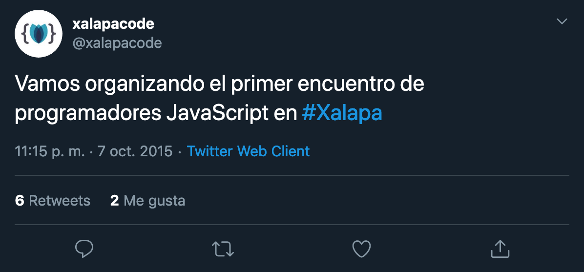 Imagen del primer tuit de la comunidad
