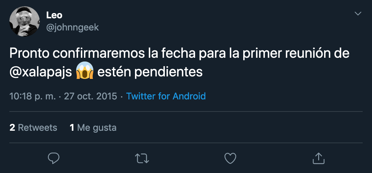 Imagen de primer tuit de Leo sobre la comunidad